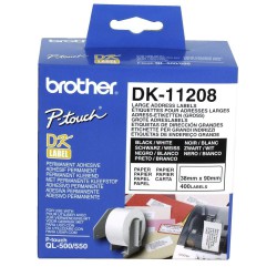 رول برچسب لیبل برادر مشکی رو سفید Brother DK-11208 paper Tape - Address Labels Roll 38mm x 90mm