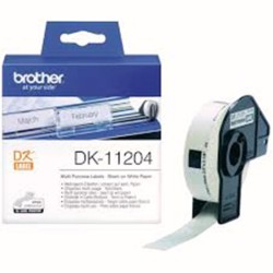 رول برچسب لیبل برادر مشکی رو سفید Brother DK-11204 paper Tape - white label Roll17mm x 54mm Labels