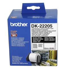 رول برچسب لیبل برادر مشکی رو سفید Brother DK-22205 paper Tape - white label Roll (29 mm * 30.48 m)
