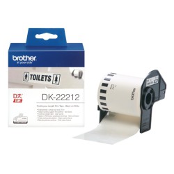 رول برچسب لیبل برادر مشکی رو سفید Genuine Brother DK-22212 Continuous Film Label Roll – Black on White, 62mm*15m Labels