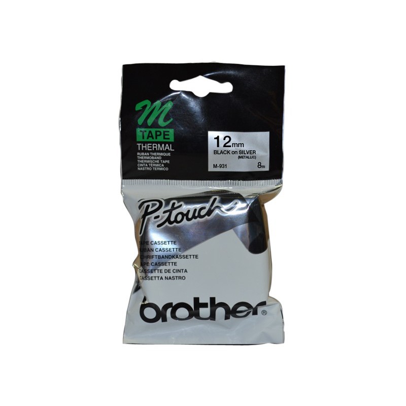 کاست برچسب لیبل برادر M-931 مشکی روی نقره ای Brother M-931 Black-On-silver 12mm x 8 meter کاست برچسب لیبل برادر M-931 مشکی روی نقره ای Brother M-931 Black-On-silver 12mm x 8 meter